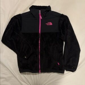 The North Face Black Denali Fleece Jacket with Pink Zipper Girl’s Medium 10/12